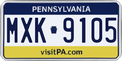PA license plate MXK9105