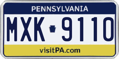 PA license plate MXK9110