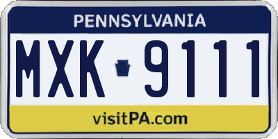 PA license plate MXK9111