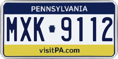 PA license plate MXK9112