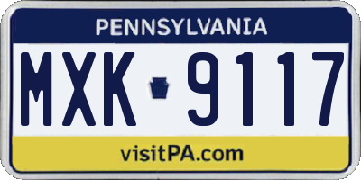 PA license plate MXK9117