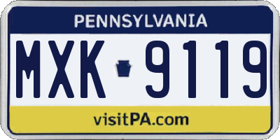 PA license plate MXK9119