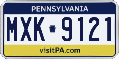 PA license plate MXK9121