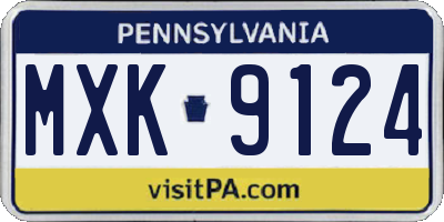 PA license plate MXK9124