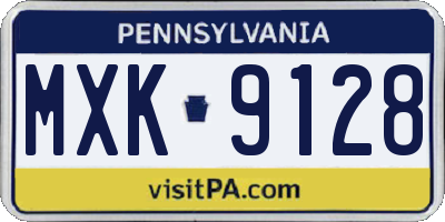 PA license plate MXK9128