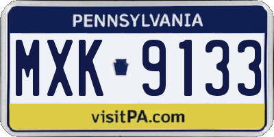 PA license plate MXK9133