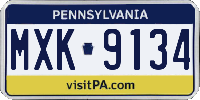 PA license plate MXK9134