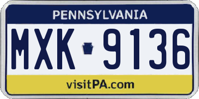 PA license plate MXK9136