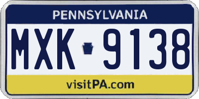 PA license plate MXK9138