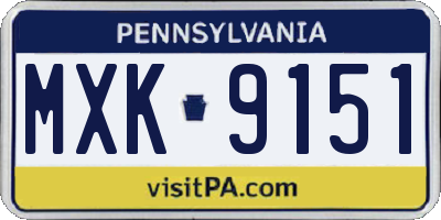 PA license plate MXK9151