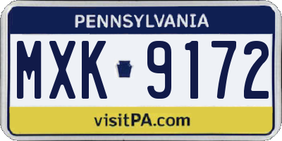 PA license plate MXK9172