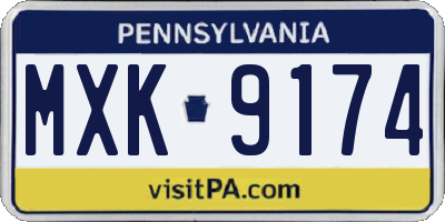 PA license plate MXK9174