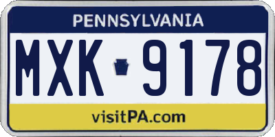 PA license plate MXK9178