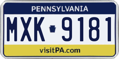 PA license plate MXK9181
