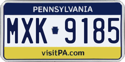 PA license plate MXK9185