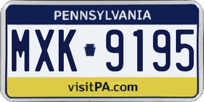 PA license plate MXK9195