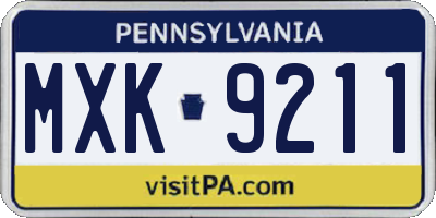 PA license plate MXK9211