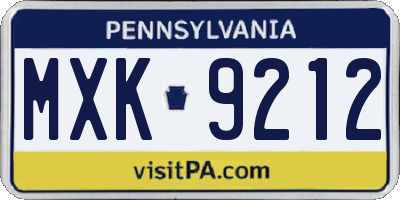 PA license plate MXK9212