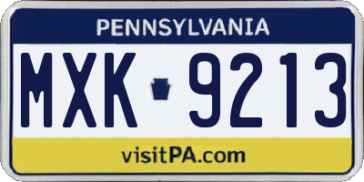 PA license plate MXK9213