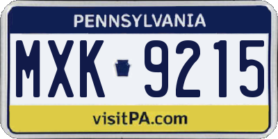 PA license plate MXK9215