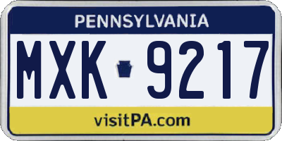 PA license plate MXK9217