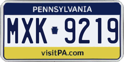 PA license plate MXK9219
