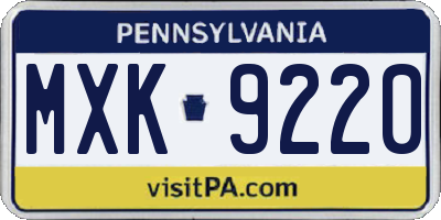 PA license plate MXK9220