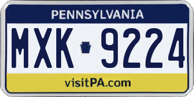 PA license plate MXK9224