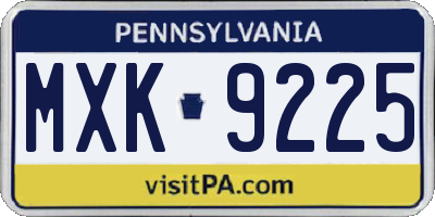PA license plate MXK9225