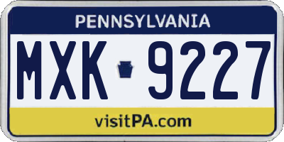 PA license plate MXK9227