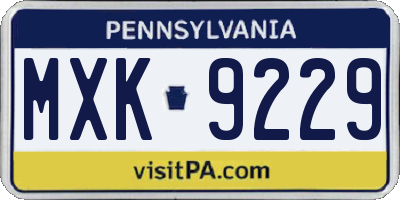 PA license plate MXK9229