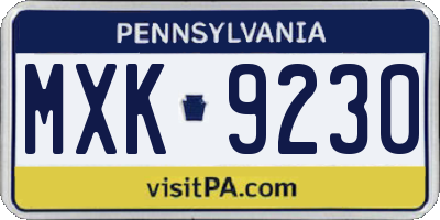 PA license plate MXK9230