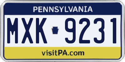 PA license plate MXK9231