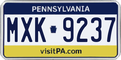 PA license plate MXK9237