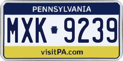 PA license plate MXK9239
