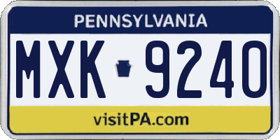 PA license plate MXK9240