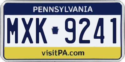 PA license plate MXK9241