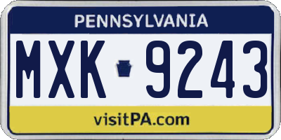 PA license plate MXK9243