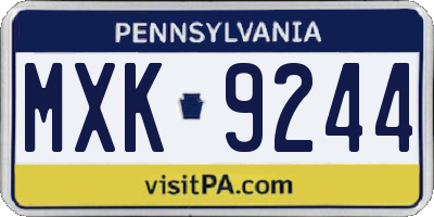 PA license plate MXK9244