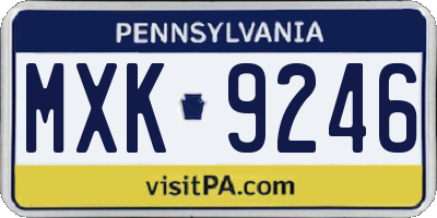 PA license plate MXK9246