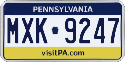 PA license plate MXK9247