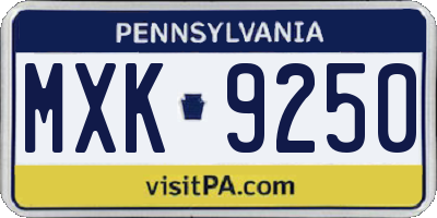 PA license plate MXK9250