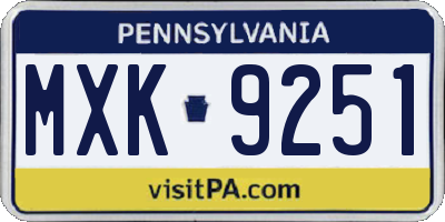 PA license plate MXK9251