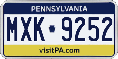 PA license plate MXK9252
