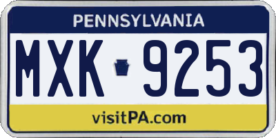 PA license plate MXK9253