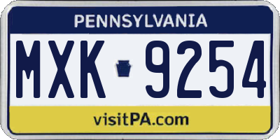 PA license plate MXK9254