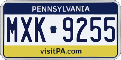 PA license plate MXK9255
