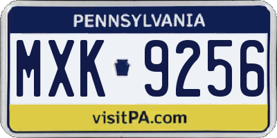 PA license plate MXK9256