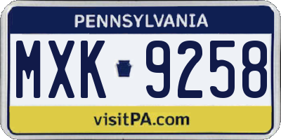 PA license plate MXK9258