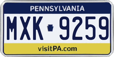 PA license plate MXK9259